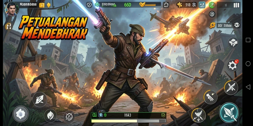 Tampilan gameplay intens dalam 66D di arena pertempuran.