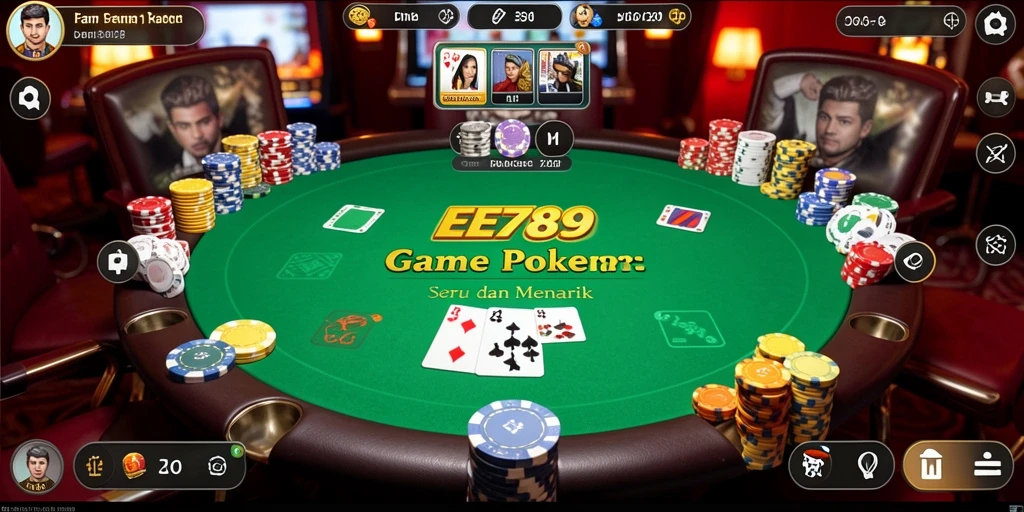 Tampilan gameplay seru di EE789 dengan pemain berkompetisi dalam Poker.