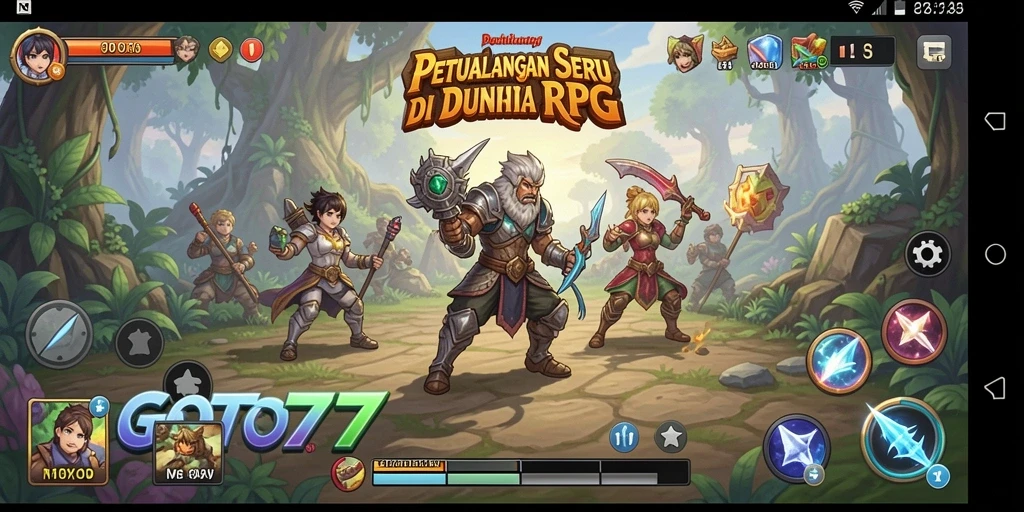 Screenshot GOTO77 menampilkan aksi permainan RPG yang mendebarkan.