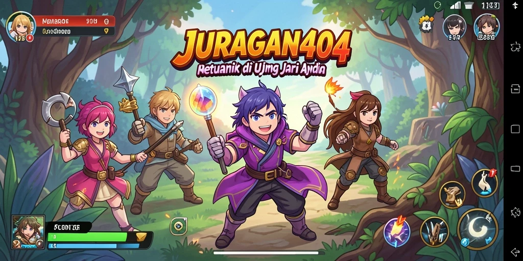 Screenshot gameplay JURAGAN404 menampilkan aksi karakter Anime.